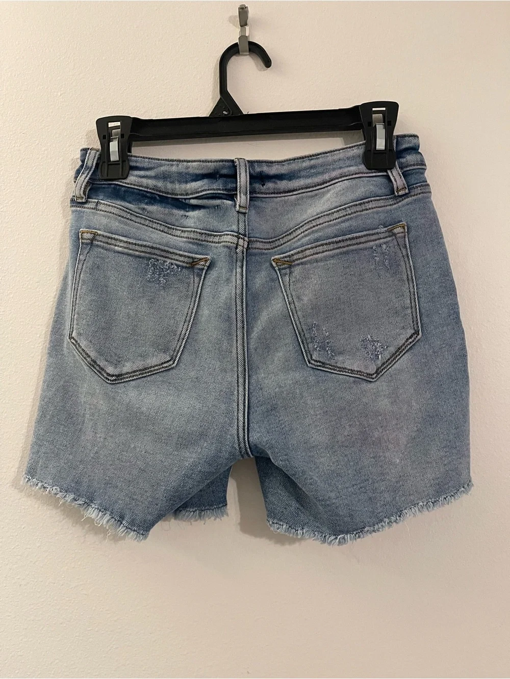 Aqua Light Blue High-Rise Button-Fly Jean Shorts